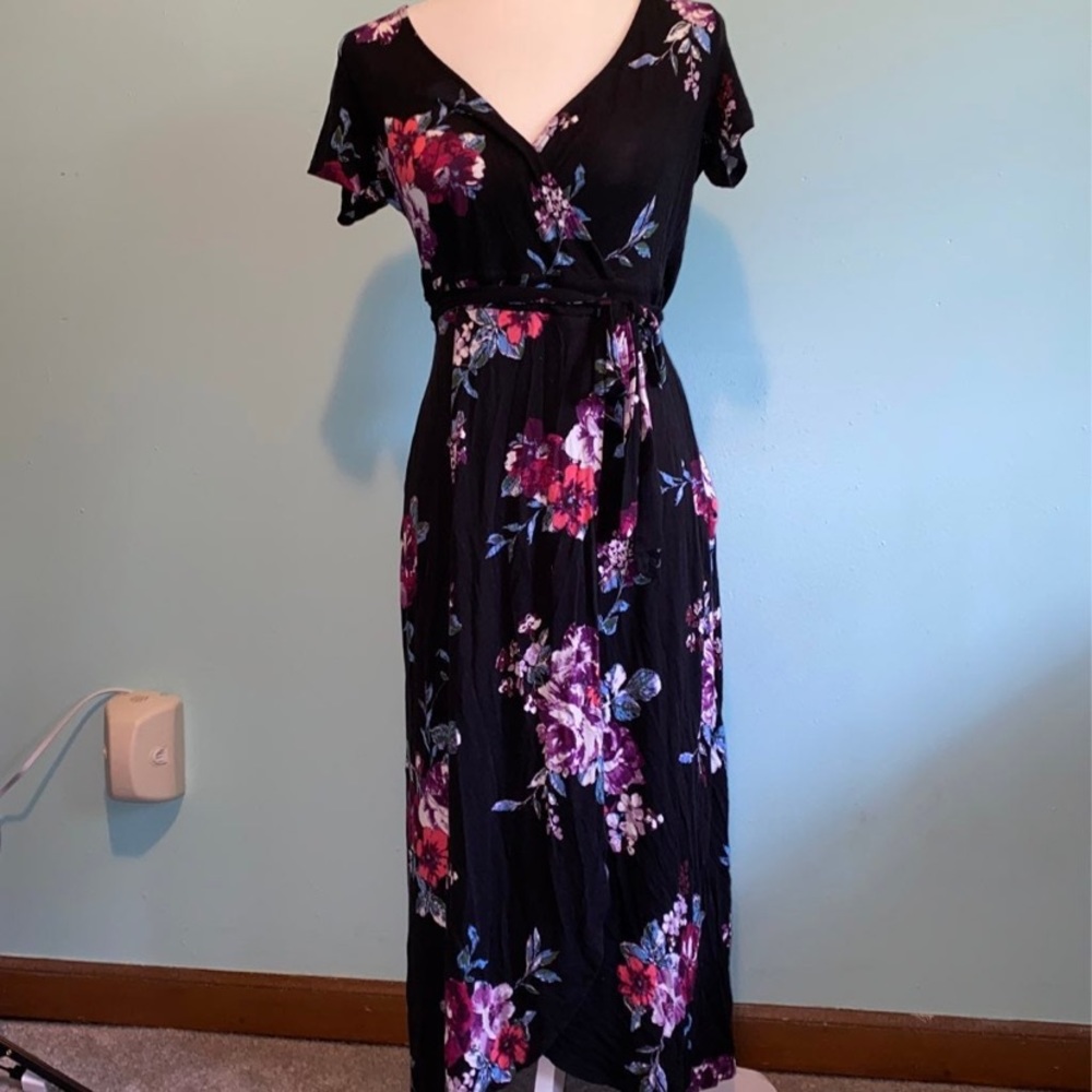 Floral wrap dress womens